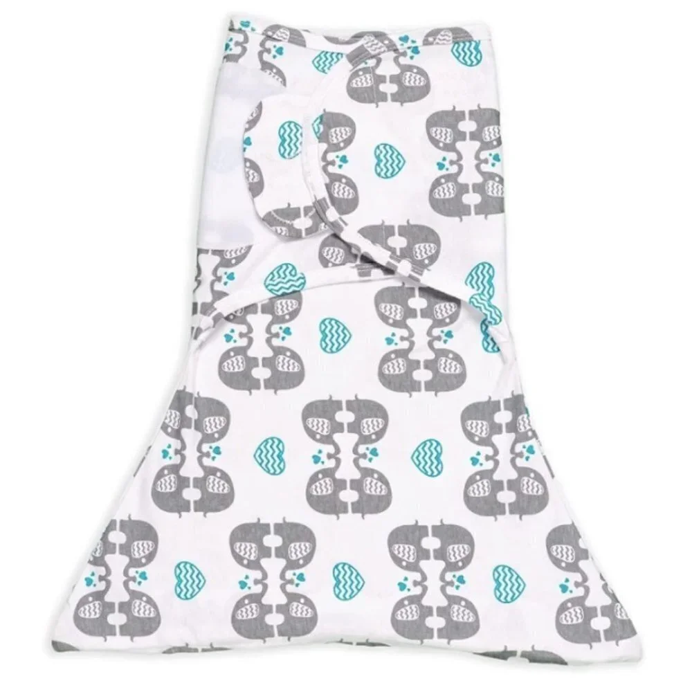 SleepingBaby Zippy Swaddle - 100% Cotton Baby Swaddle Blanket, eLOVEphant - M/L